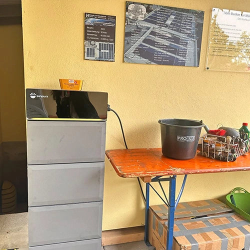 Batterie Sunpura installée dans une buanderie
